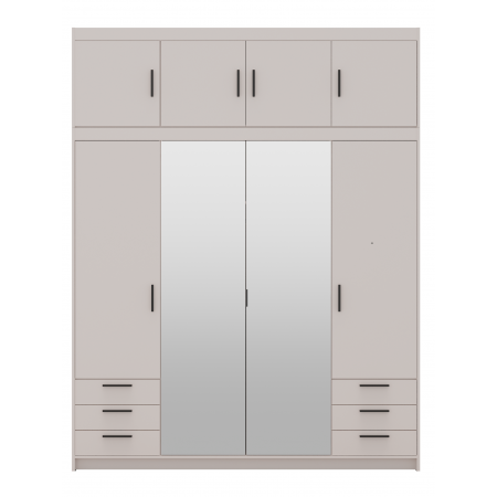 Szafa z nadstawką lustrem szufladami 176 cm garderoba TRINO beżowa